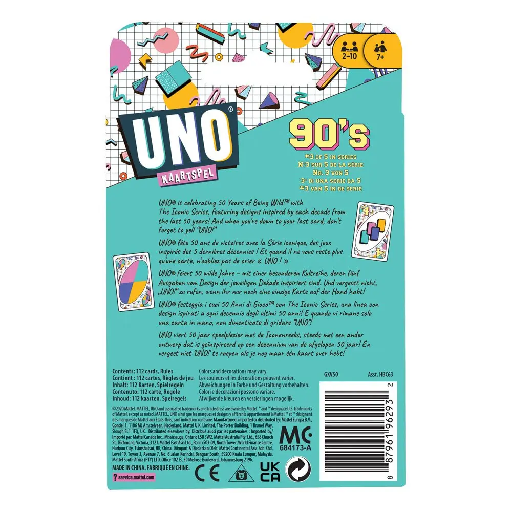 UNO Card Game Iconic Series Anniversary Edition 1990's product photo
