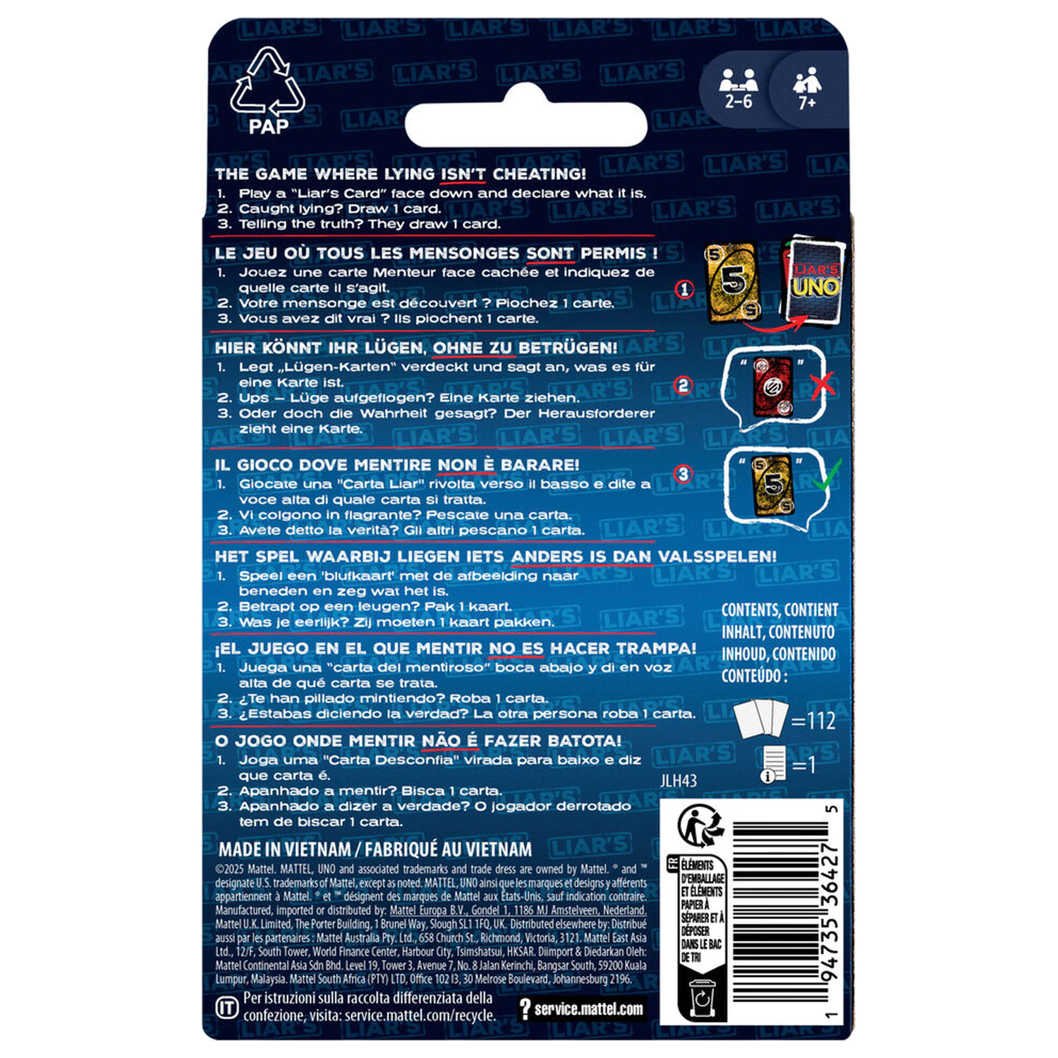 UNO Liars card game product photo