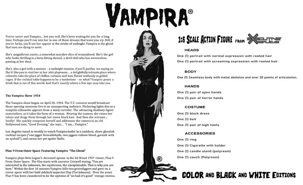 Vampira Action Figure 1/6 Vampira Regular Monochrome Ver. 30 cm product photo