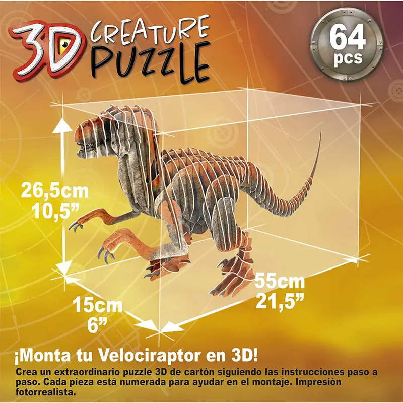 Velociraptor puzzle 3D 64pcs product photo
