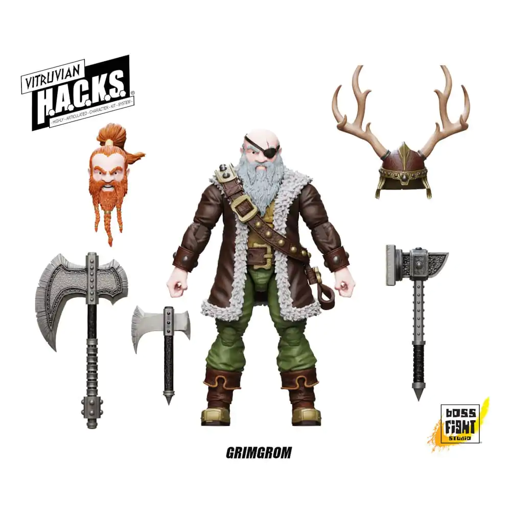 Vitruvian H.A.C.K.S. Action Figure Dwarf Mercenary Grimgrom termékfotó