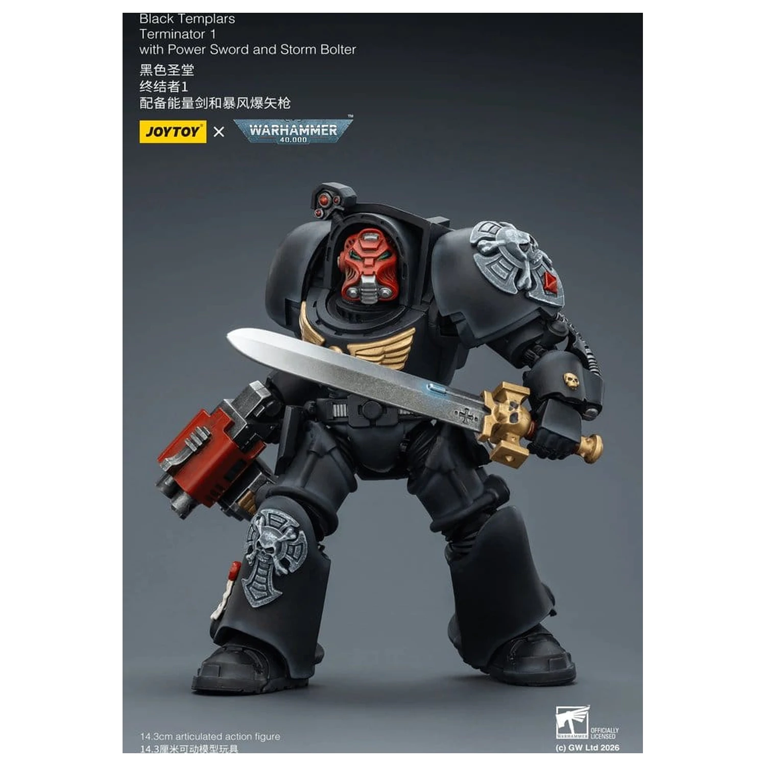 Warhammer 40,000 Action Figure Black Templars Terminator 1 with Power Sword and Storm Bolter 14 cm product photo