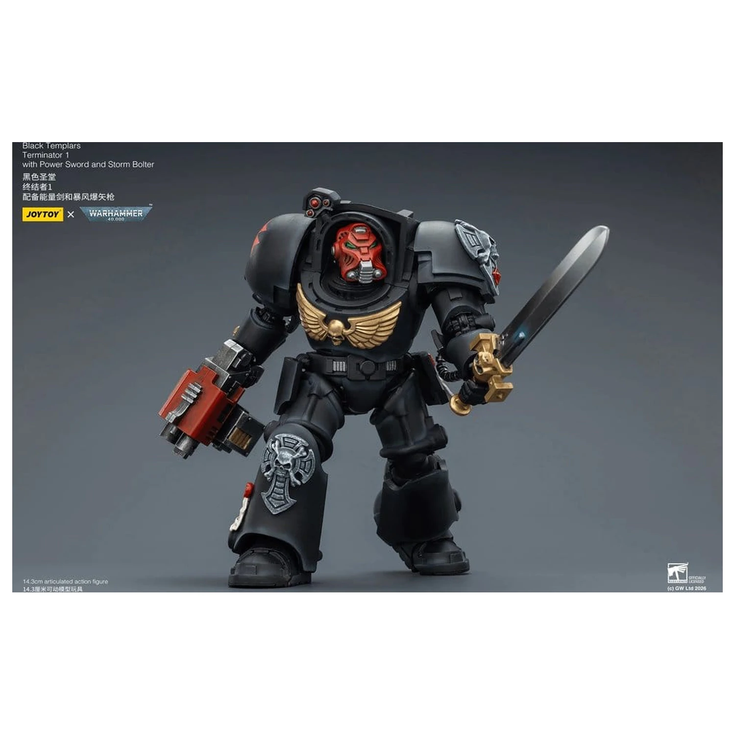 Warhammer 40,000 Action Figure Black Templars Terminator 1 with Power Sword and Storm Bolter 14 cm product photo
