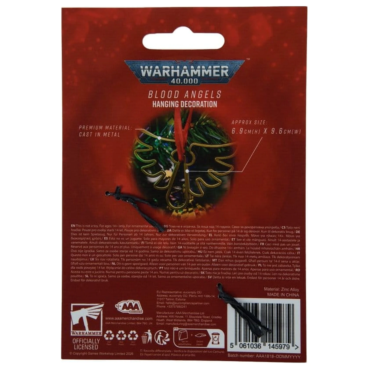 Warhammer 40,000 Hanging Decoration Blood Angels 16 cm product photo
