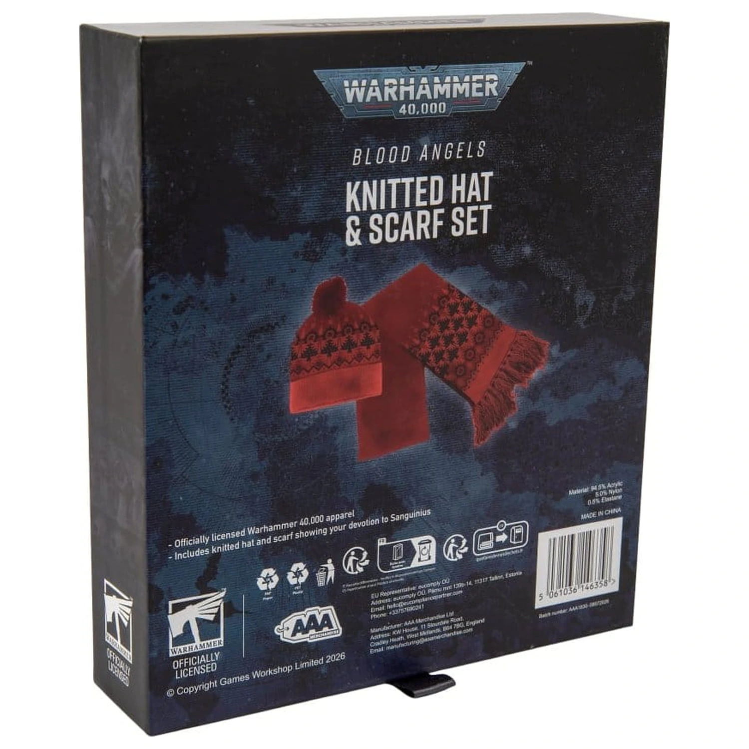 Warhammer 40,000 Knitted Hat & Scarf Set Blood Angels 27 cm product photo