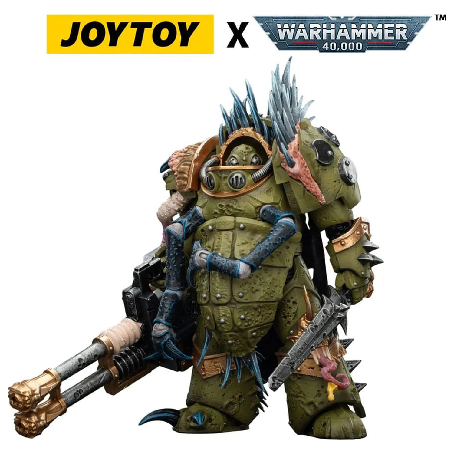 Warhammer 40,000 Action Figure Death Guard Blightlord Terminator 1 with Reaper Autocannon and Bubotic Blades 14 cm product photo