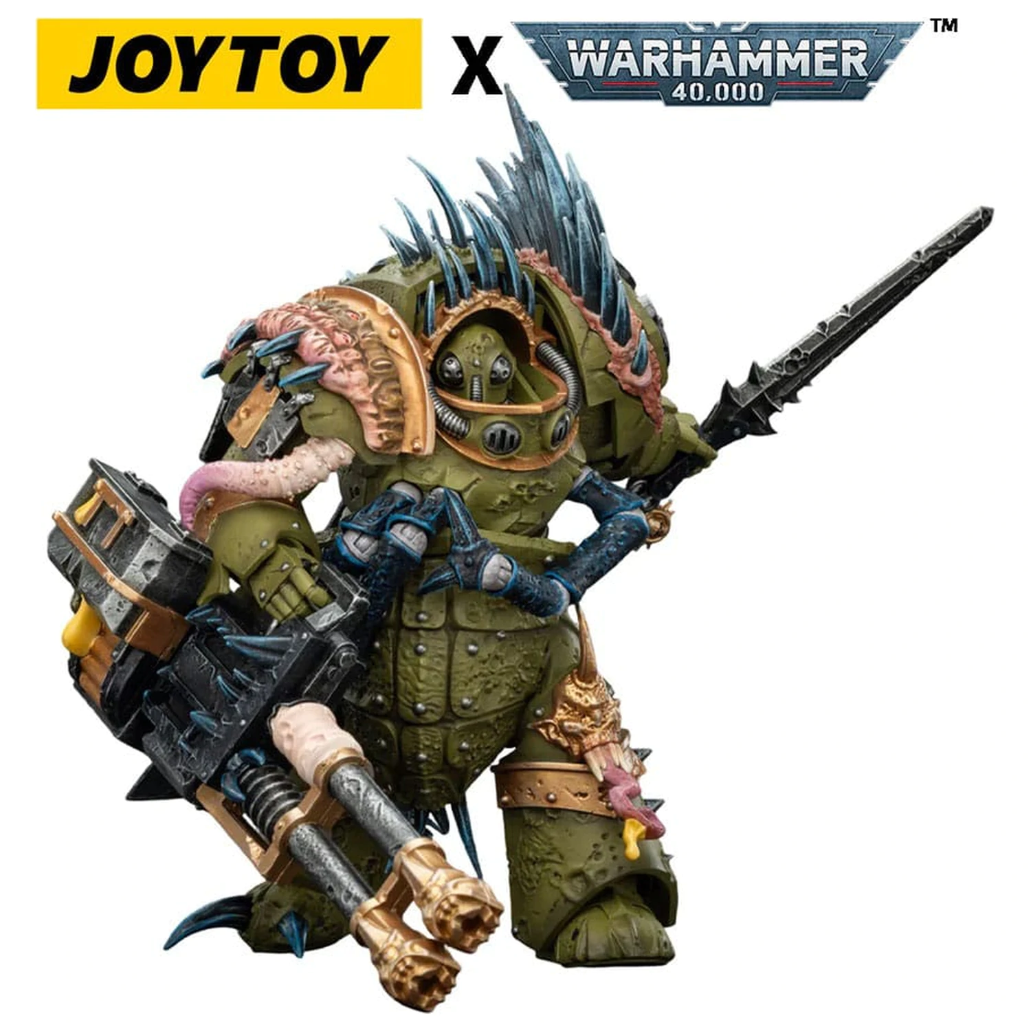 Warhammer 40,000 Action Figure Death Guard Blightlord Terminator 1 with Reaper Autocannon and Bubotic Blades 14 cm product photo