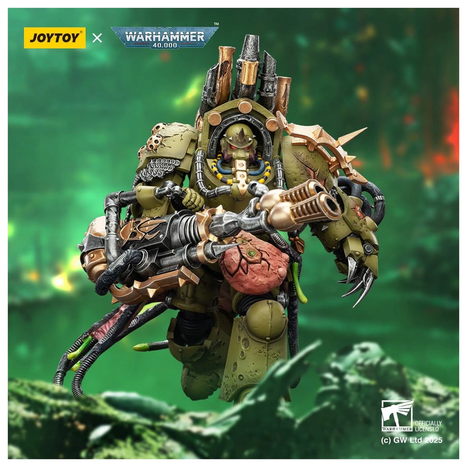 Warhammer 40,000 Action Figure Death Guard Lord of Virulence with Power Fist and Twin Plague Spewer 14 cm product photo