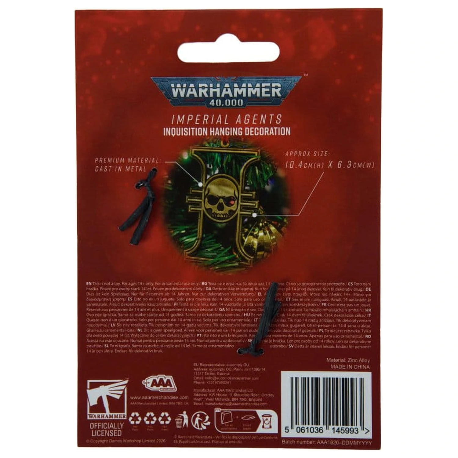 Warhammer 40,000 Hanging Decoration Imperial Agents Inquisition 17 cm product photo