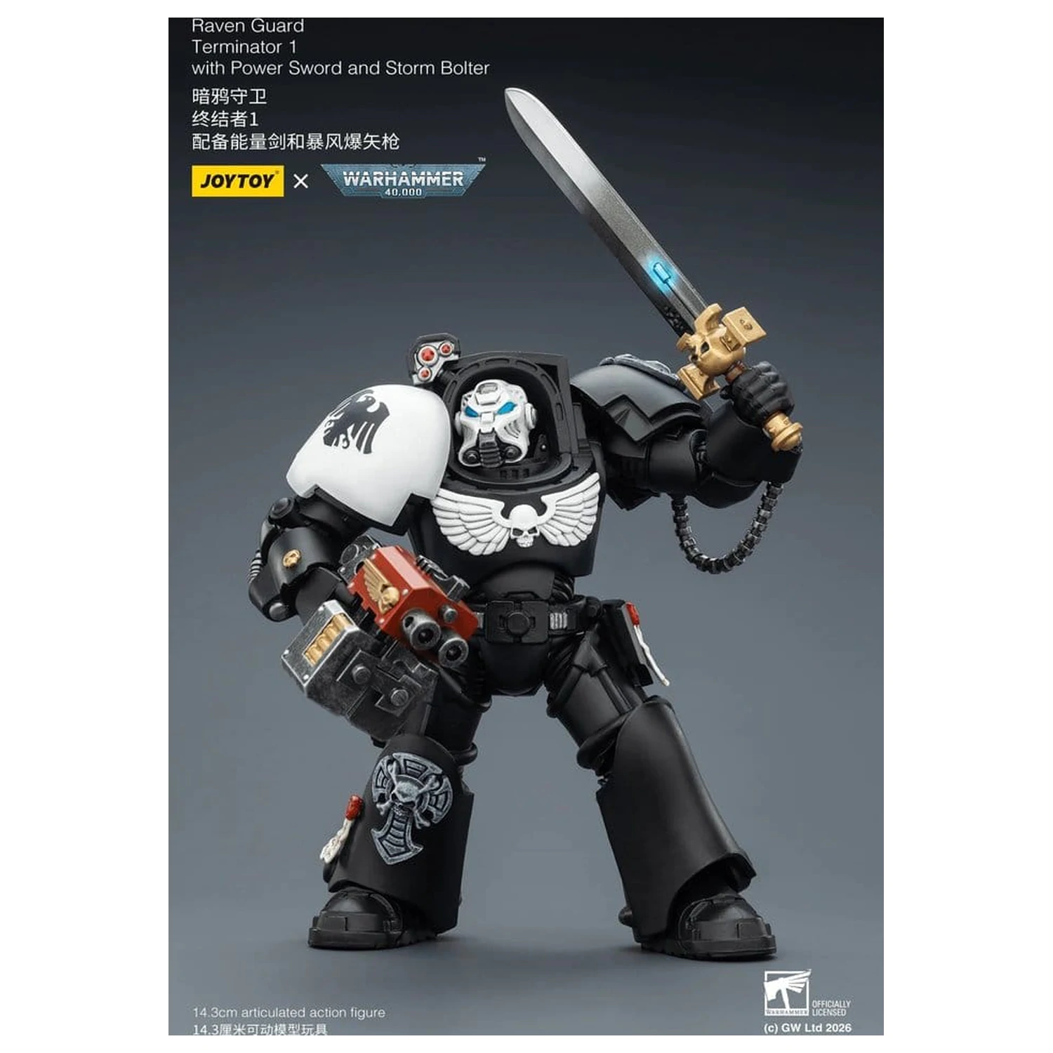 Warhammer 40,000 Action Figure Raven Guard Terminator 1 with Power Sword and Storm Bolter 14 cm product photo