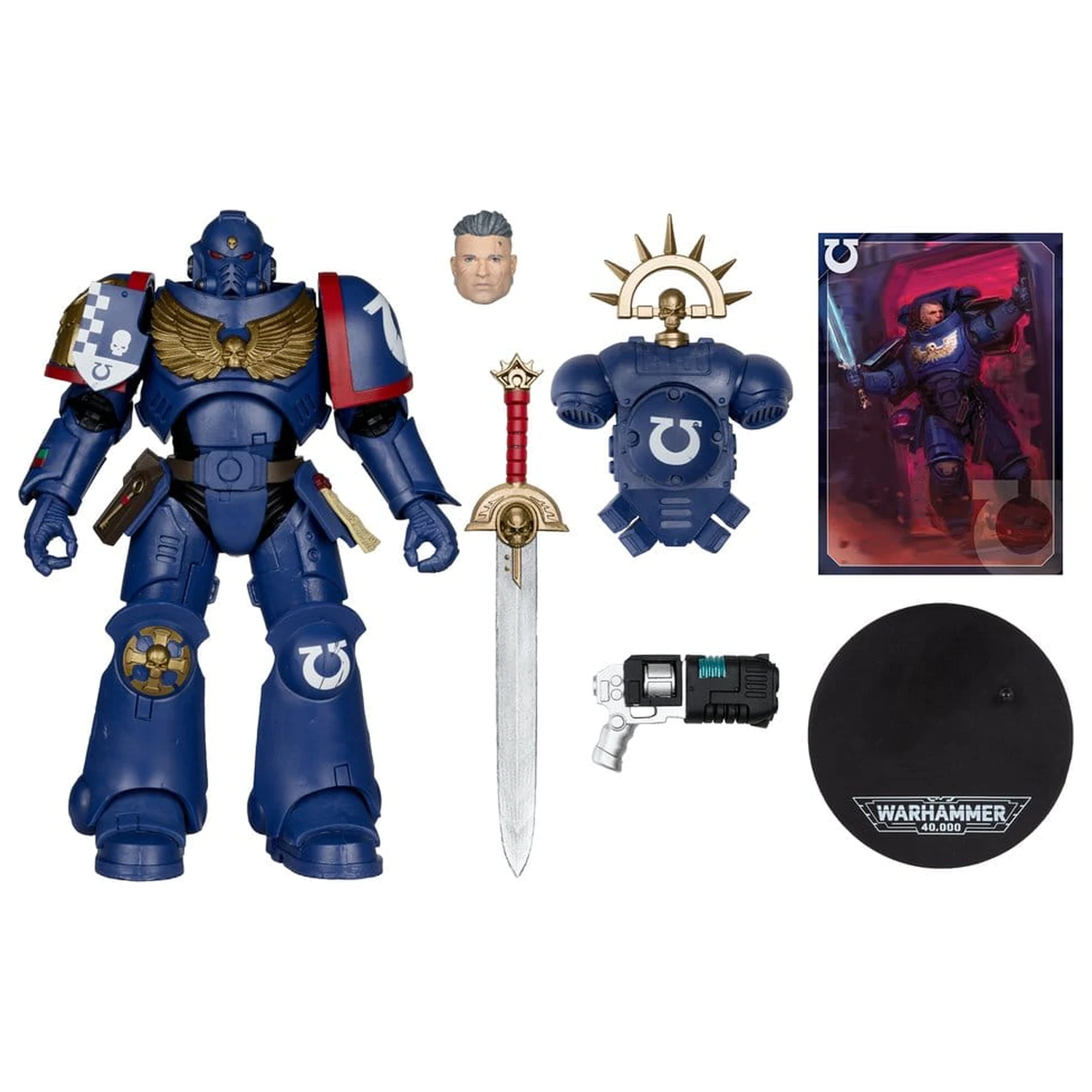Warhammer 40,000 Total War Action Figure 3rd Company Lieutenant (Ultramarines) 18 cm product photo