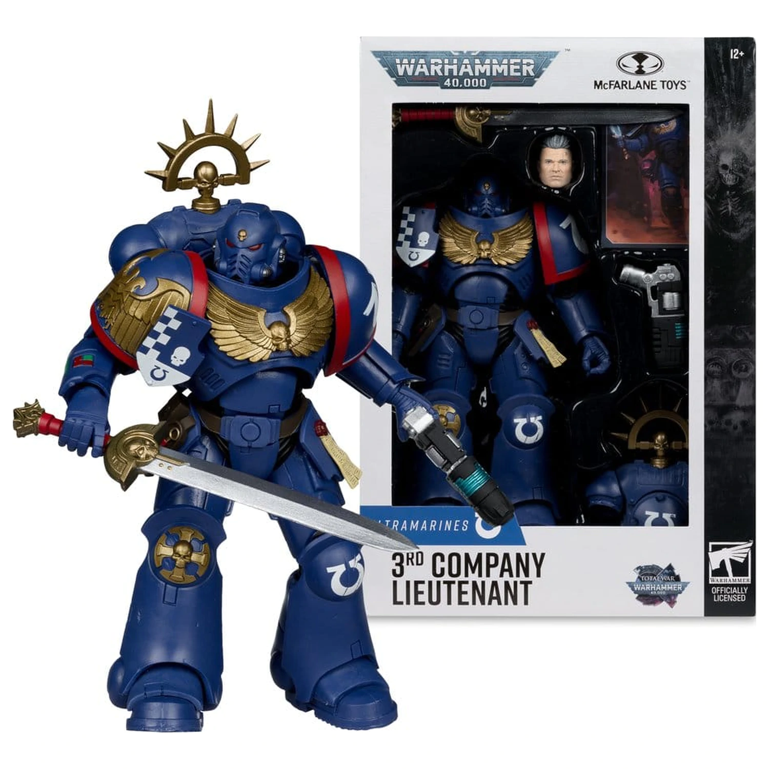 Warhammer 40,000 Total War Action Figure 3rd Company Lieutenant (Ultramarines) 18 cm product photo