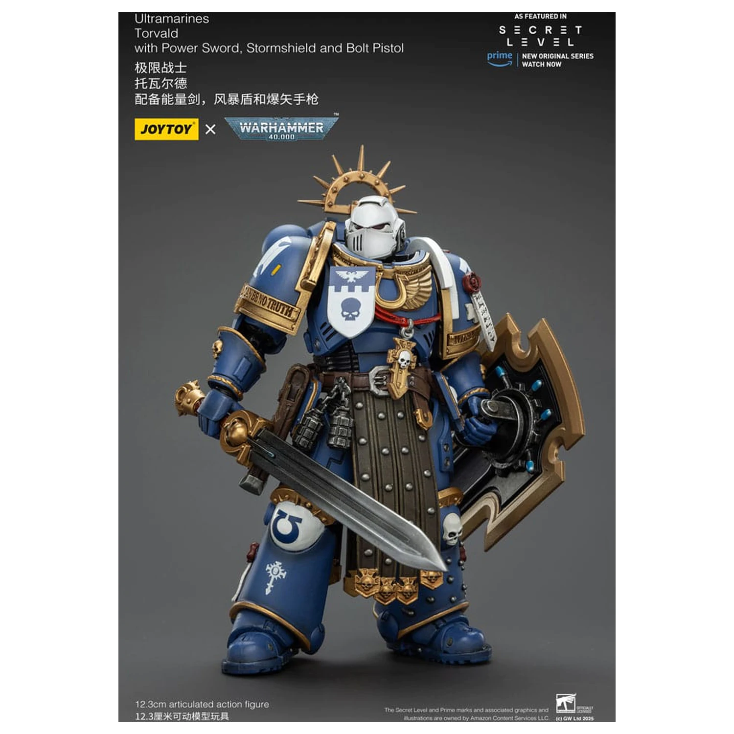 Warhammer 40,000 Action Figure Ultramarines Torvald with Power Sword, Stormshield and Bolt Pistol 13 cm product photo