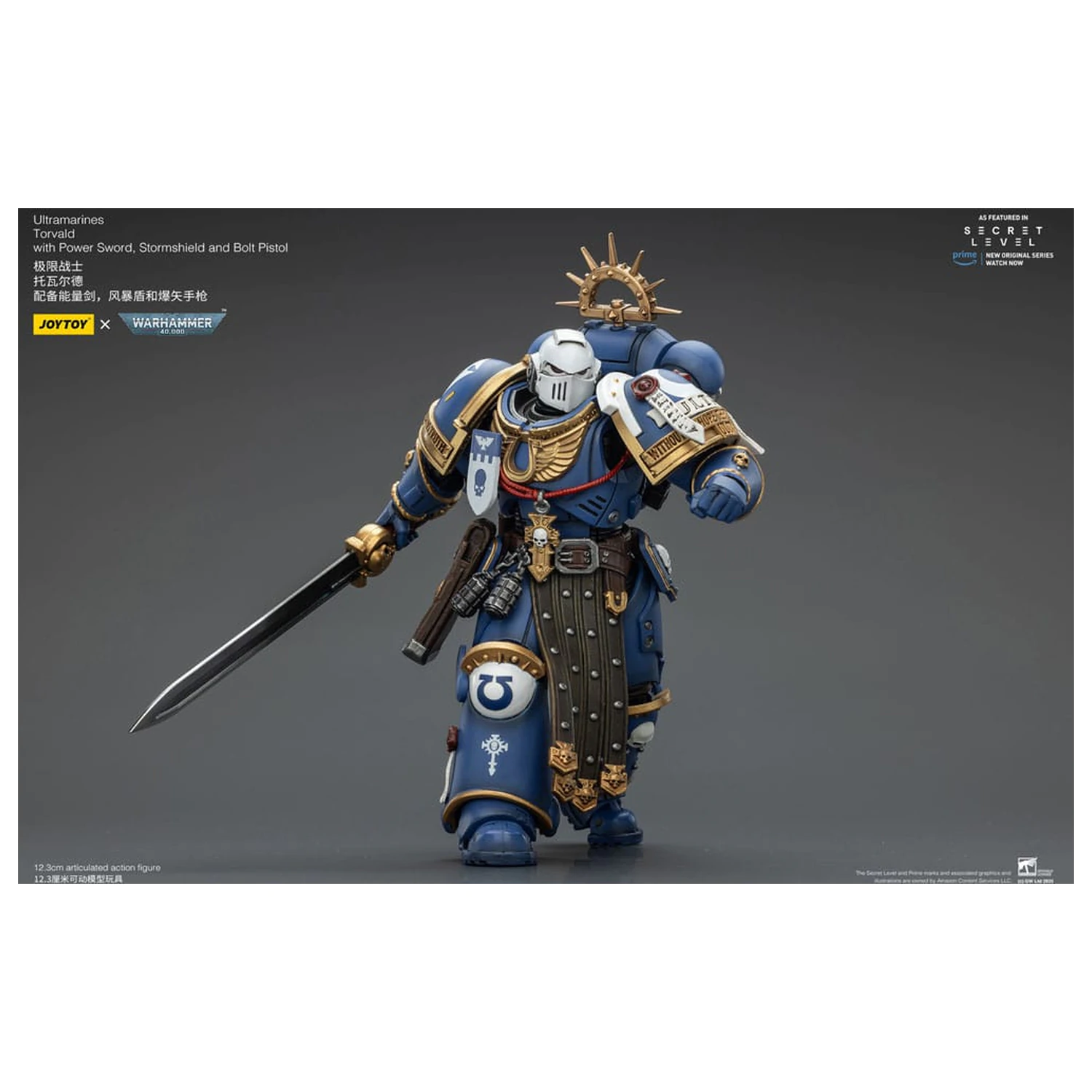 Warhammer 40,000 Action Figure Ultramarines Torvald with Power Sword, Stormshield and Bolt Pistol 13 cm product photo