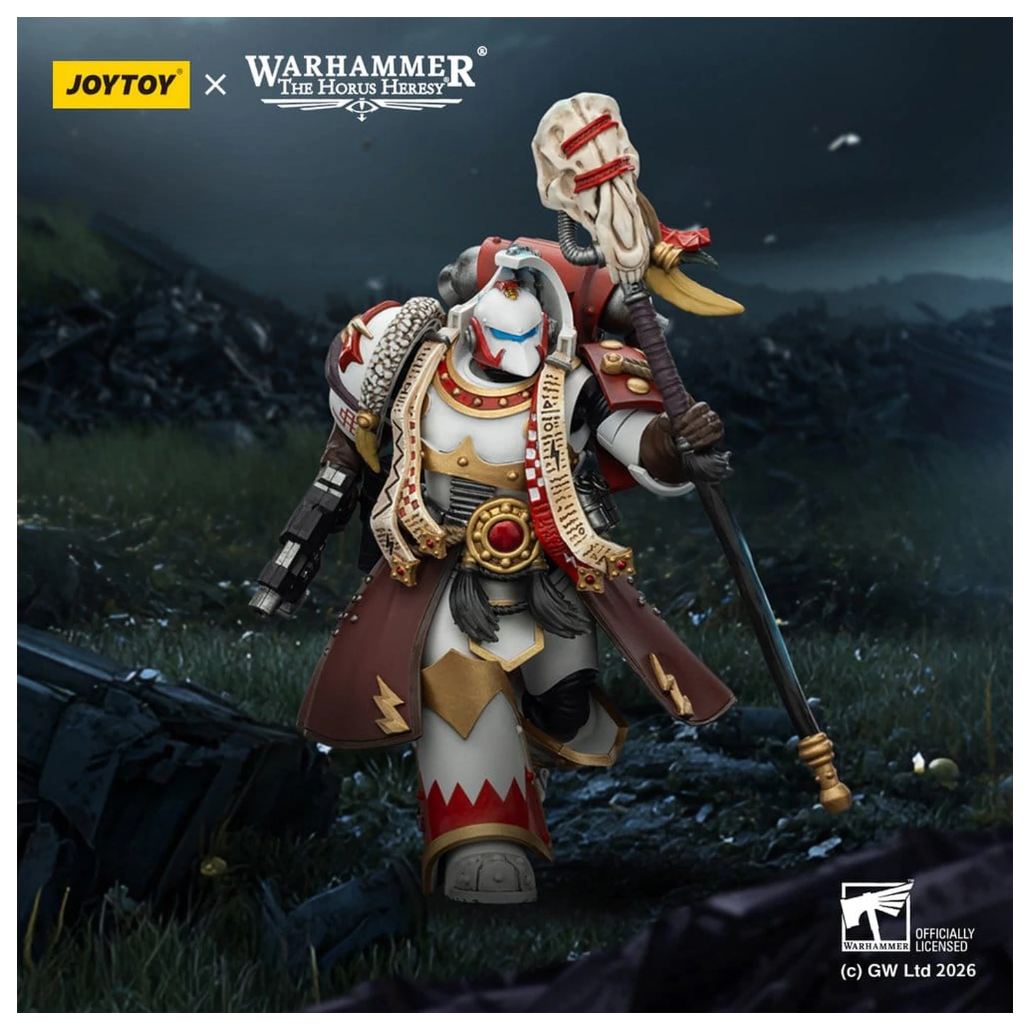 Warhammer 40,000 Action Figure White Scars Stormseer Consulwith Force Staff and Bolt Pistol 12 cm product photo
