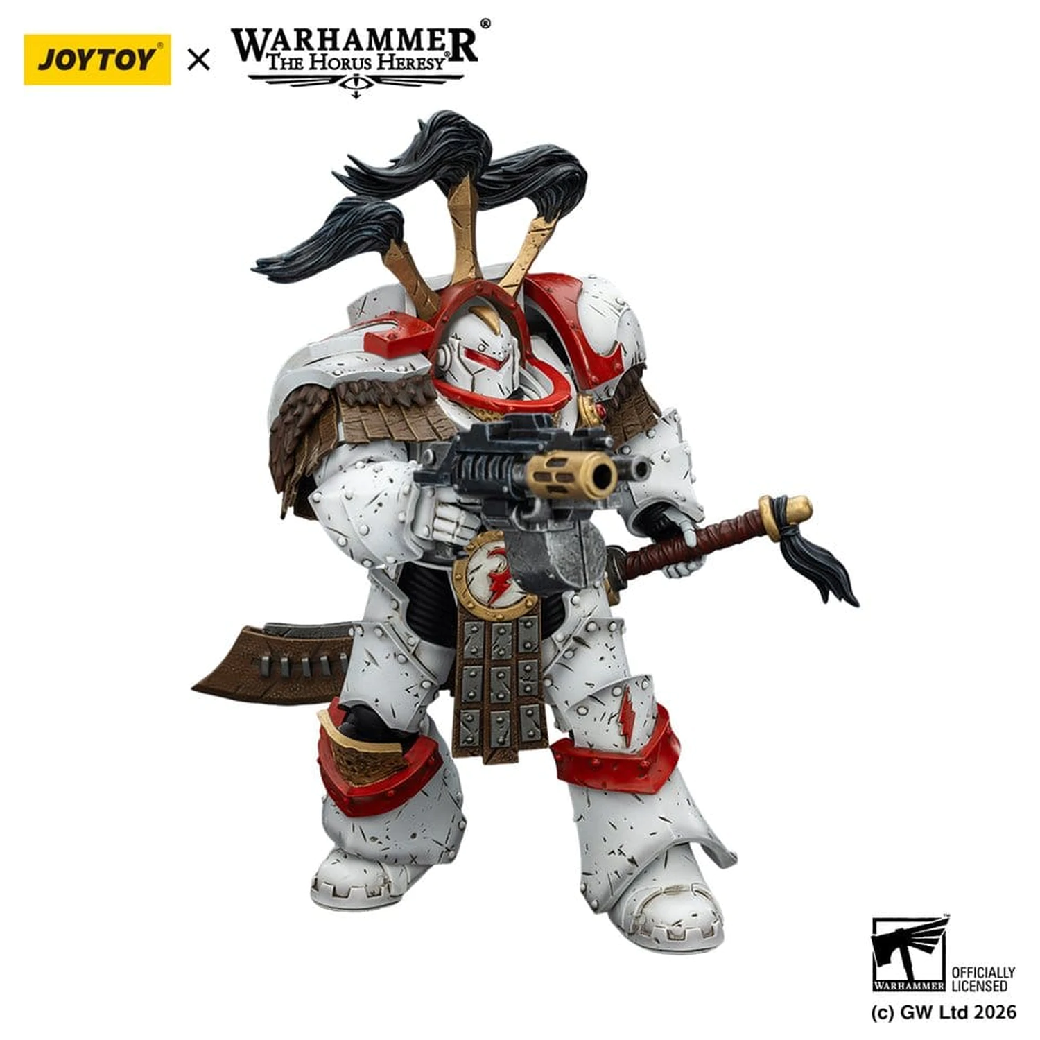Warhammer 40,000 Action Figure White Scars Legion Praetor in Cataphractii Terminator Armour with Cyber Hawk Chogorian sword and combi-melta 14 cm product photo