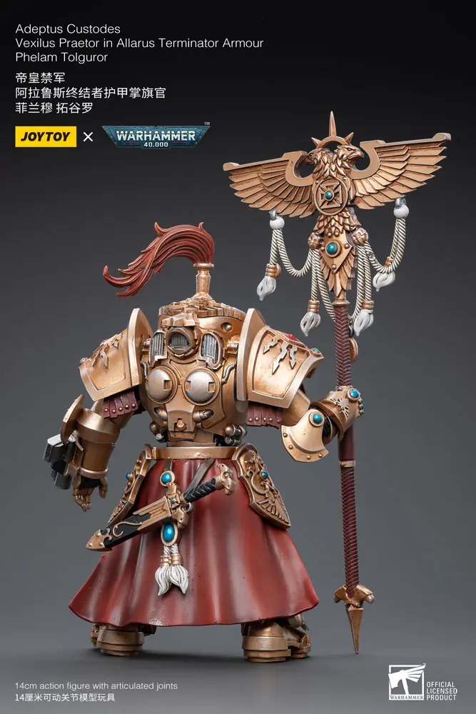 Warhammer 40k Action Figure 1/18 Adeptus Custodes Vexilus Praetor in Allarus Terminator Armour Phelam Tolguror 14 cm product photo