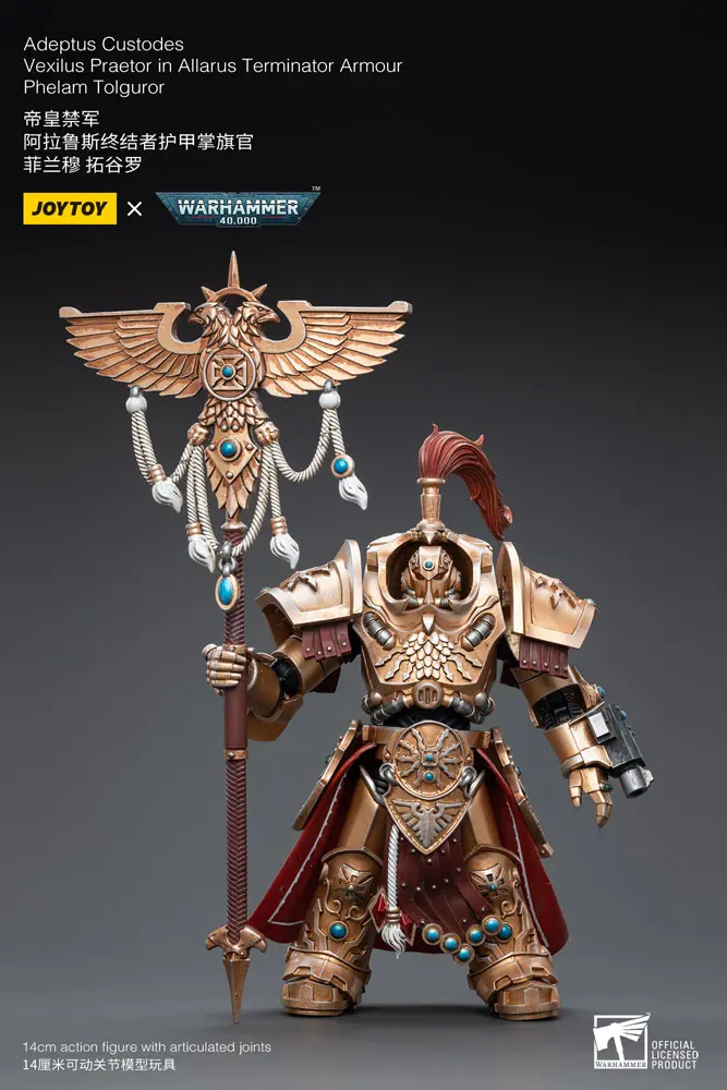 Warhammer 40k Action Figure 1/18 Adeptus Custodes Vexilus Praetor in Allarus Terminator Armour Phelam Tolguror 14 cm product photo