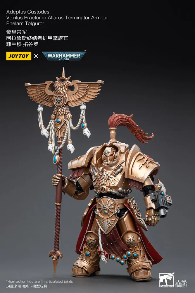 Warhammer 40k Action Figure 1/18 Adeptus Custodes Vexilus Praetor in Allarus Terminator Armour Phelam Tolguror 14 cm product photo