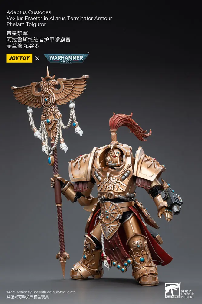 Warhammer 40k Action Figure 1/18 Adeptus Custodes Vexilus Praetor in Allarus Terminator Armour Phelam Tolguror 14 cm product photo
