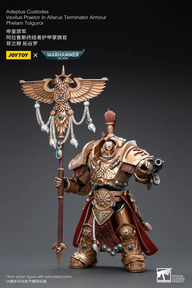 Warhammer 40k Action Figure 1/18 Adeptus Custodes Vexilus Praetor in Allarus Terminator Armour Phelam Tolguror 14 cm product photo