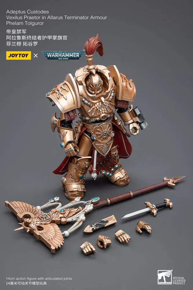 Warhammer 40k Action Figure 1/18 Adeptus Custodes Vexilus Praetor in Allarus Terminator Armour Phelam Tolguror 14 cm product photo