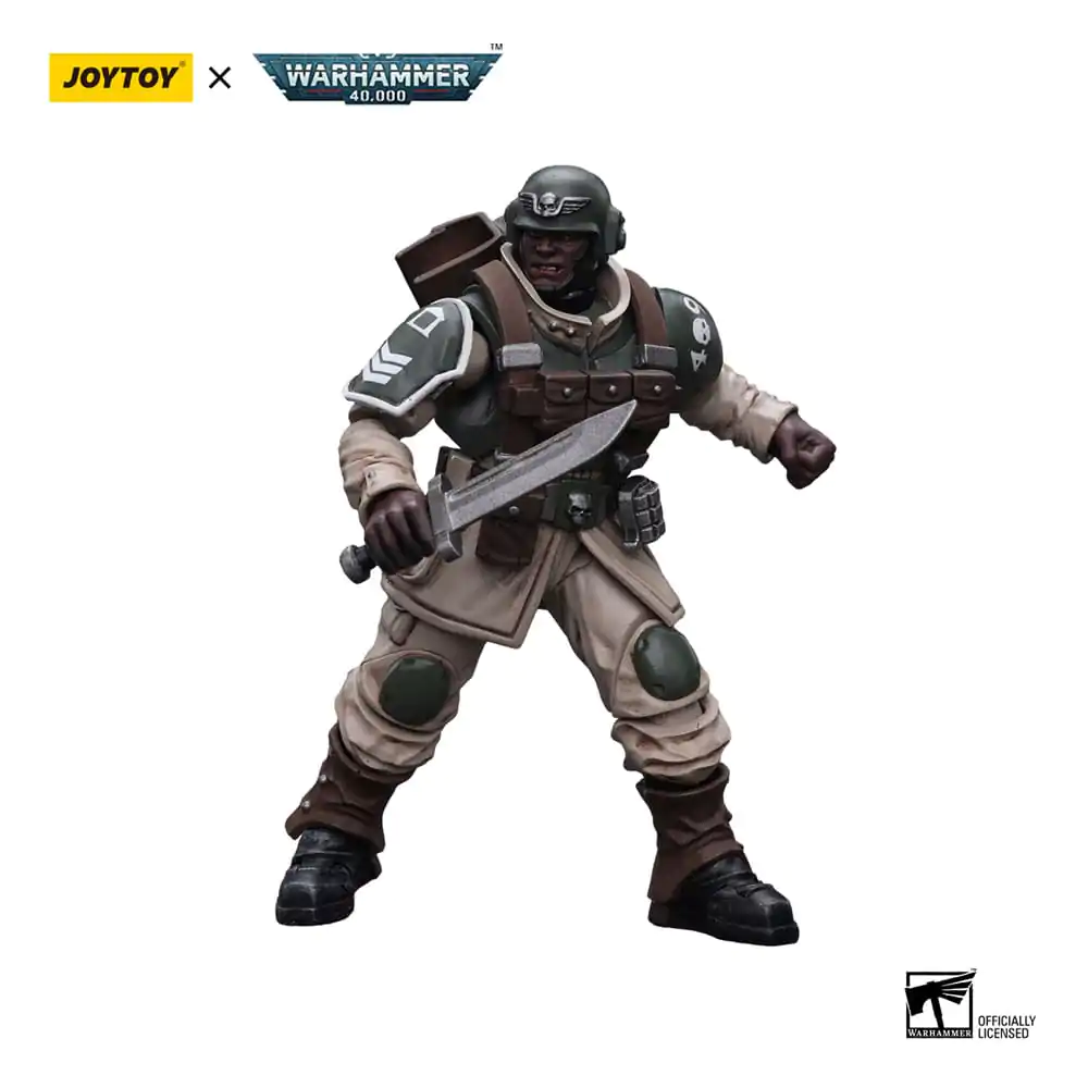 Warhammer 40k Action Figure 1/18 Astra Militarum Cadian Command Squad Veteran with Regimental Standard 12 cm termékfotó