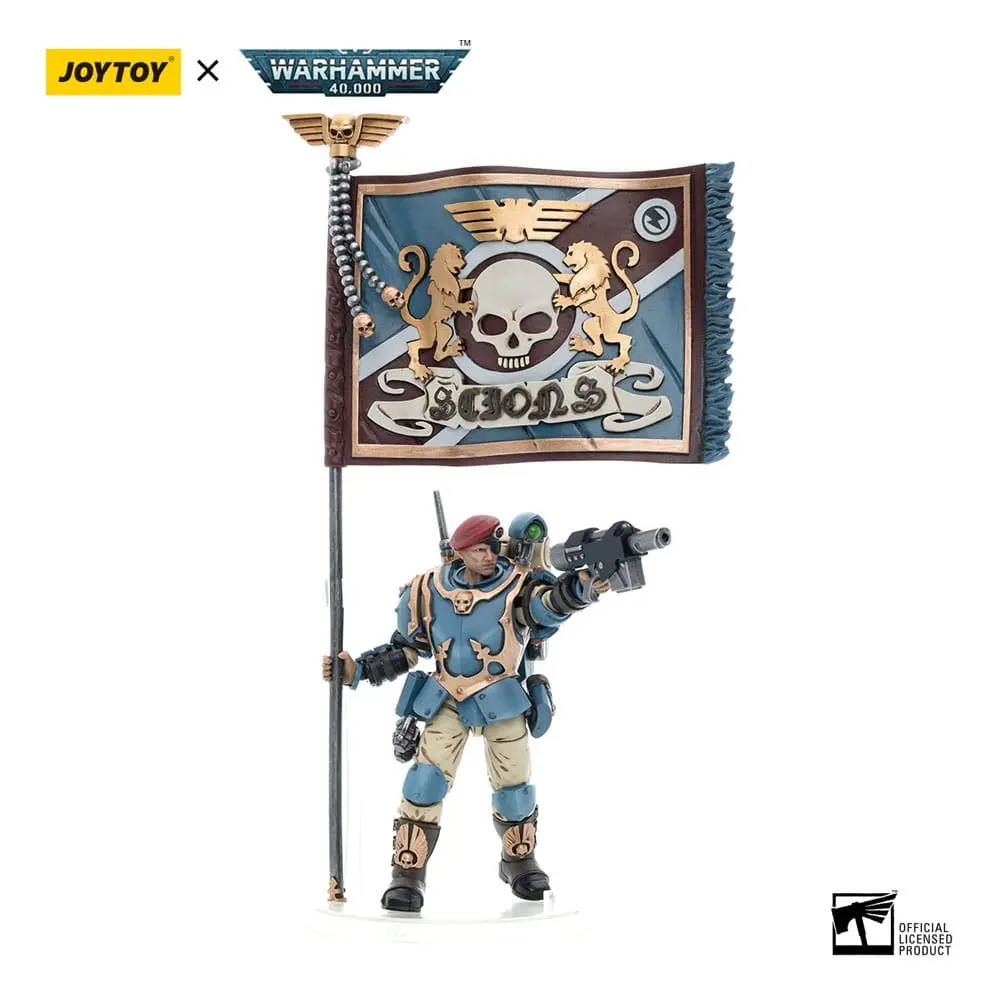 Warhammer 40k Action Figure 1/18 Astra Militarum Tempestus Scions Command Squad 55th Kappic Eagles Banner Bearer 12 cm product photo