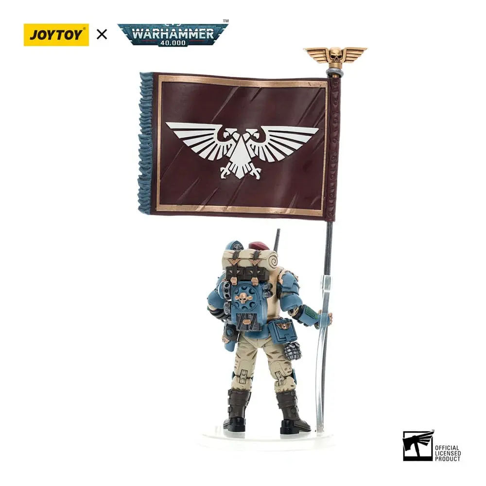 Warhammer 40k Action Figure 1/18 Astra Militarum Tempestus Scions Command Squad 55th Kappic Eagles Banner Bearer 12 cm product photo