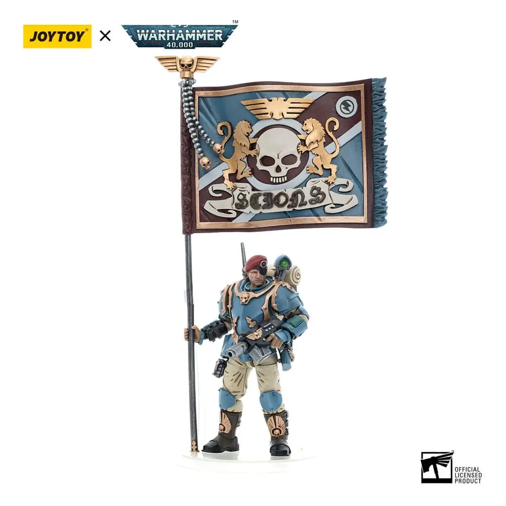 Warhammer 40k Action Figure 1/18 Astra Militarum Tempestus Scions Command Squad 55th Kappic Eagles Banner Bearer 12 cm product photo
