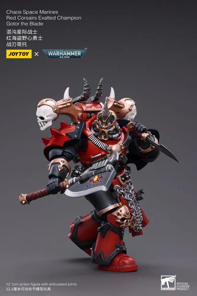 Warhammer 40k Action Figure 1/18 Chaos Space Marines Red Corsairs Exalted Champion Gotor the Blade 12 cm product photo