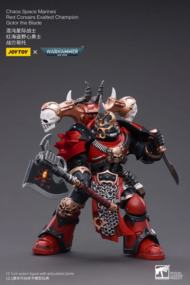 Warhammer 40k Action Figure 1/18 Chaos Space Marines Red Corsairs Exalted Champion Gotor the Blade 12 cm product photo