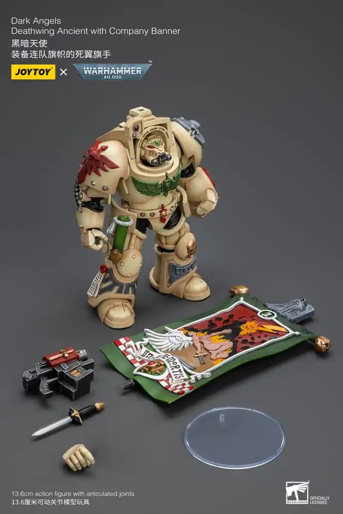 Warhammer 40k Action Figure 1/18 Dark Angels Deathwing Ancient with Company Banner 12 cm product photo