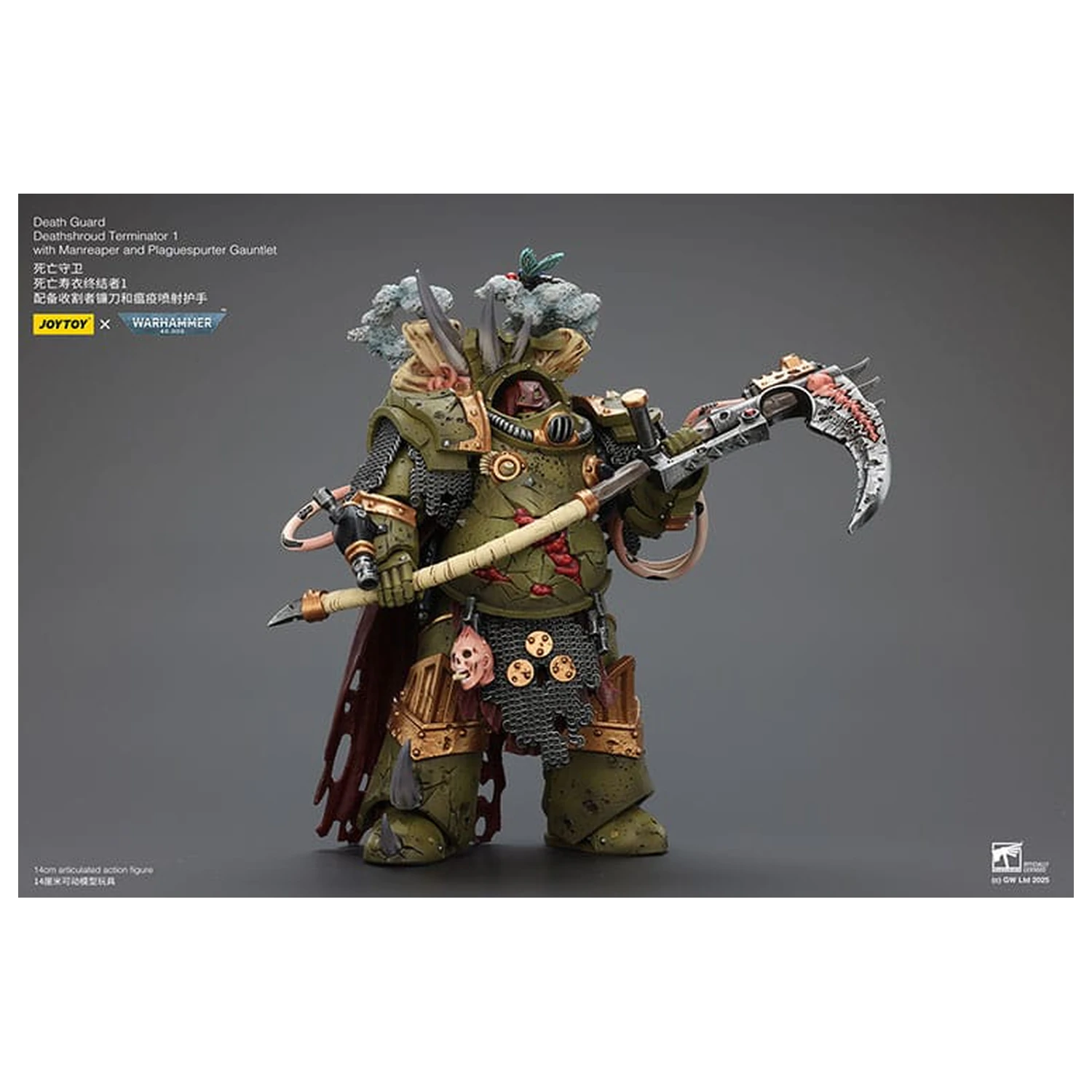 Warhammer 40k Action Figure 1/18 Death Guard Deathshroud Terminator 1 with Manreaper and Plaguespurter Gauntlet 14 cm  product photo