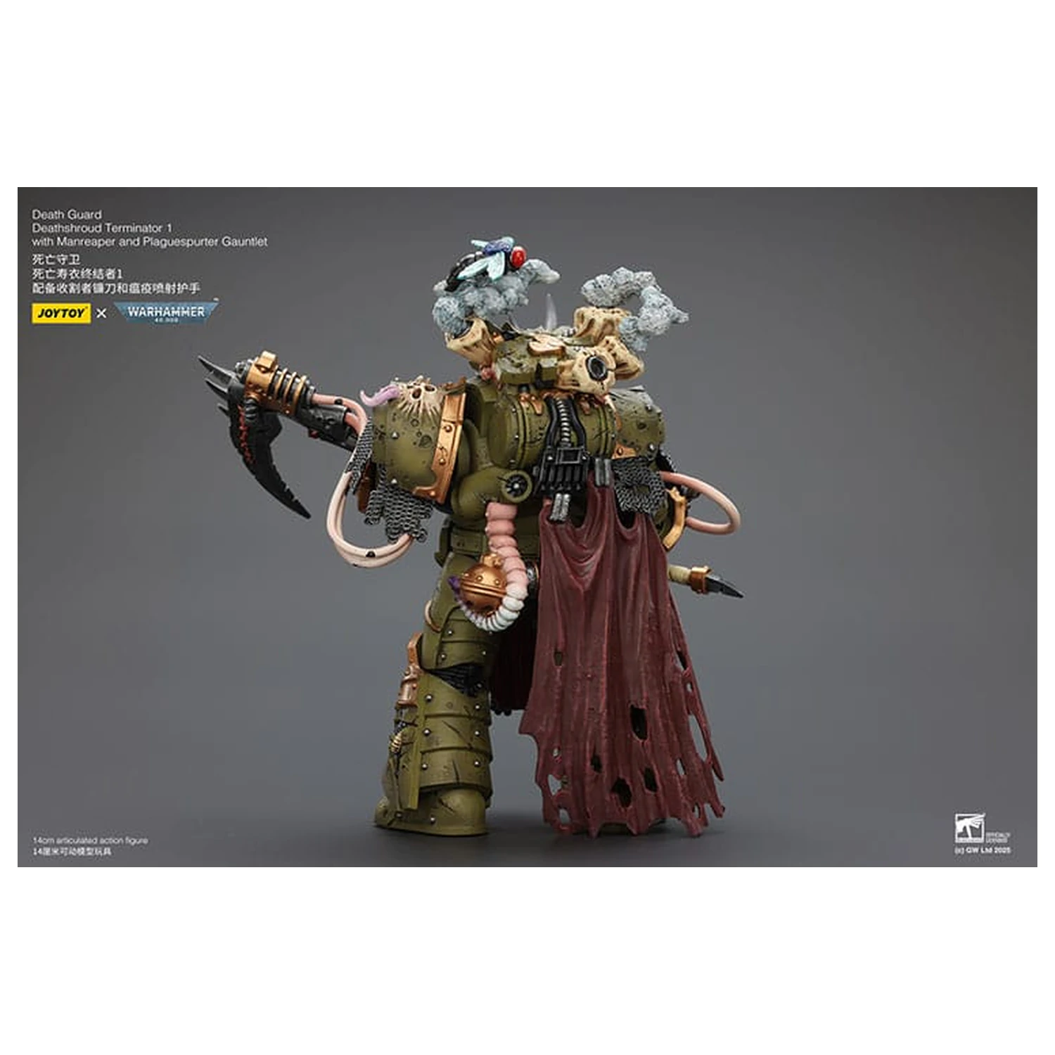 Warhammer 40k Action Figure 1/18 Death Guard Deathshroud Terminator 1 with Manreaper and Plaguespurter Gauntlet 14 cm  product photo