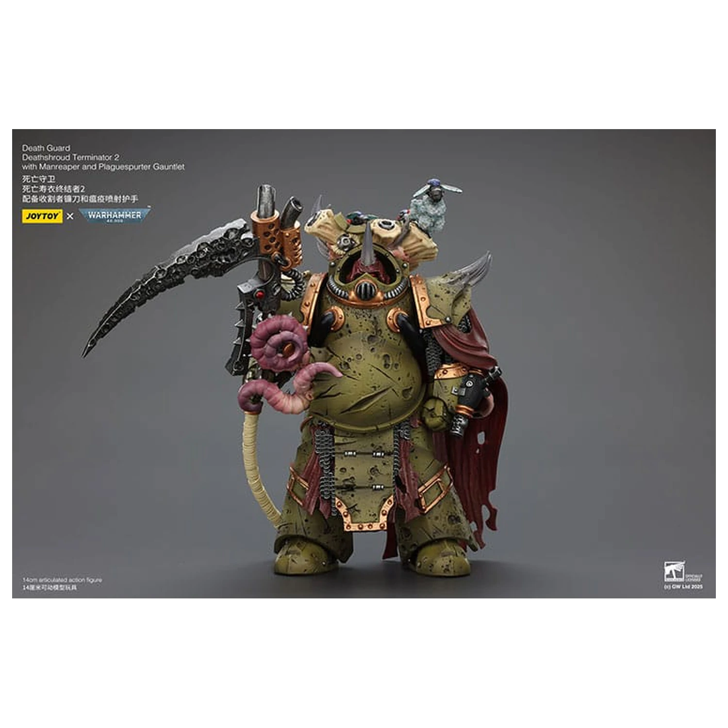 Warhammer 40k Action Figure 1/18 Death Guard Deathshroud Terminator 2 with Manreaper and Plaguespurter Gauntlet 14 cm  product photo