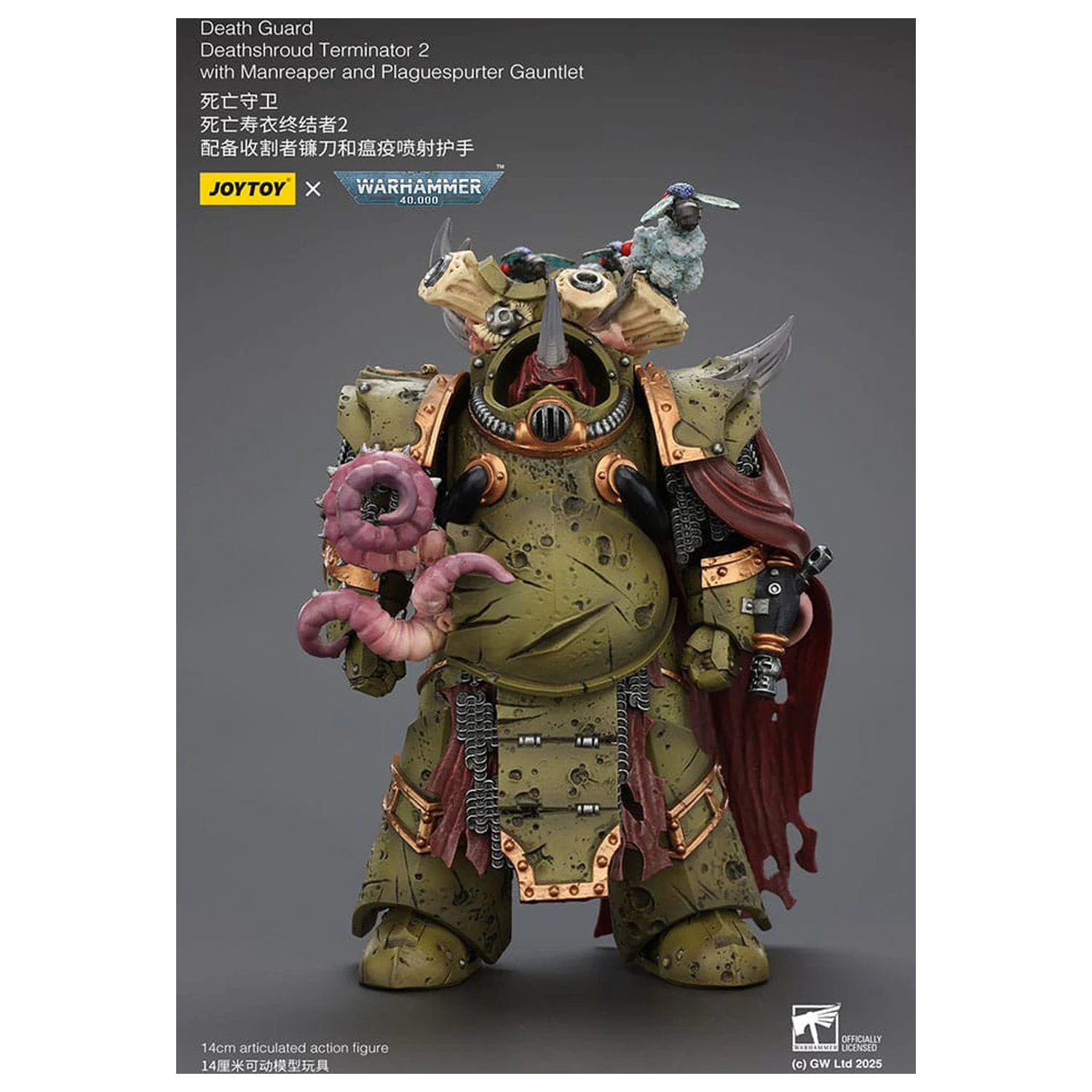 Warhammer 40k Action Figure 1/18 Death Guard Deathshroud Terminator 2 with Manreaper and Plaguespurter Gauntlet 14 cm  product photo