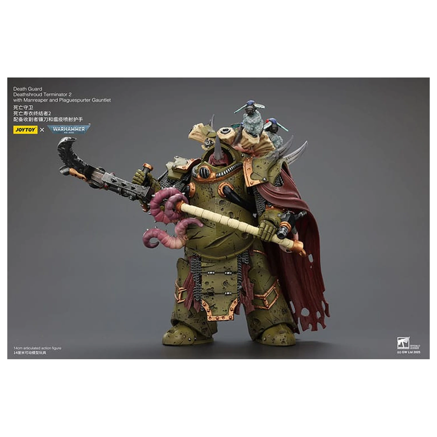 Warhammer 40k Action Figure 1/18 Death Guard Deathshroud Terminator 2 with Manreaper and Plaguespurter Gauntlet 14 cm  product photo