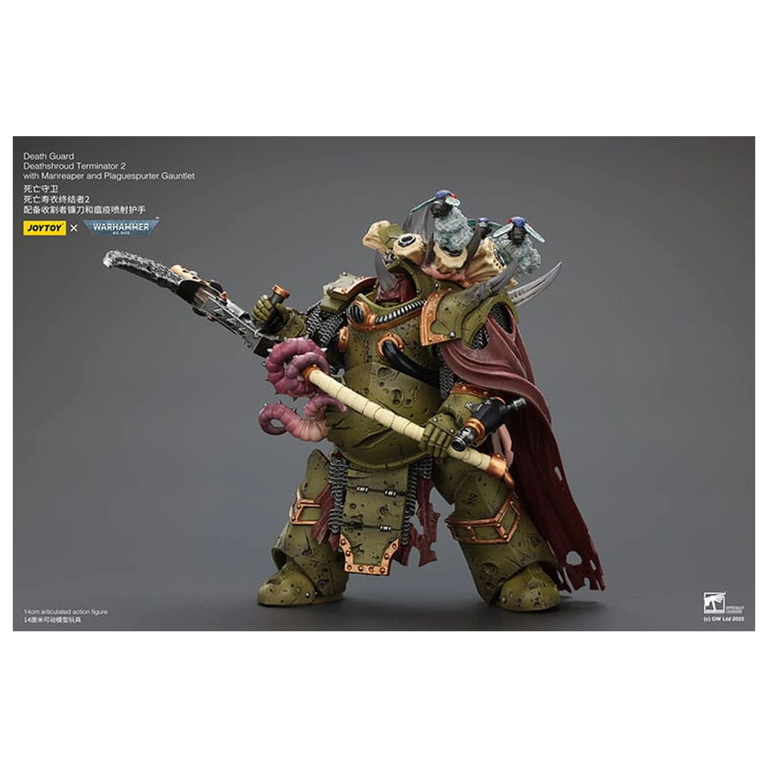 Warhammer 40k Action Figure 1/18 Death Guard Deathshroud Terminator 2 with Manreaper and Plaguespurter Gauntlet 14 cm  product photo