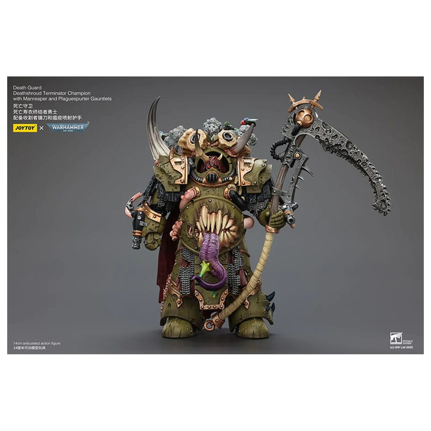 Warhammer 40k Action Figure 1/18 Death Guard Deathshroud Terminator Championwith Manreaper and Plaguespurter Gauntlets 14 cm  product photo