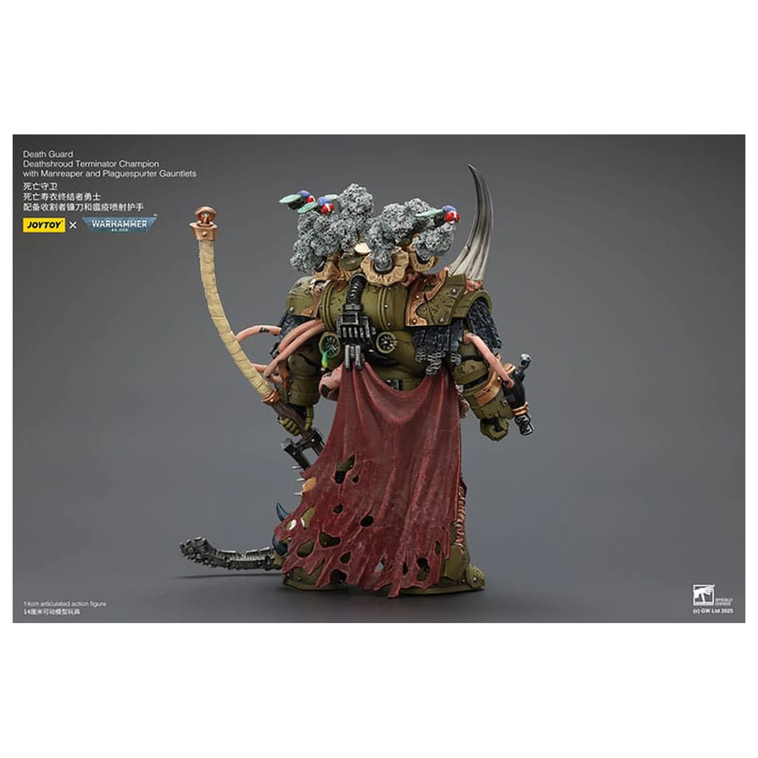 Warhammer 40k Action Figure 1/18 Death Guard Deathshroud Terminator Championwith Manreaper and Plaguespurter Gauntlets 14 cm  product photo