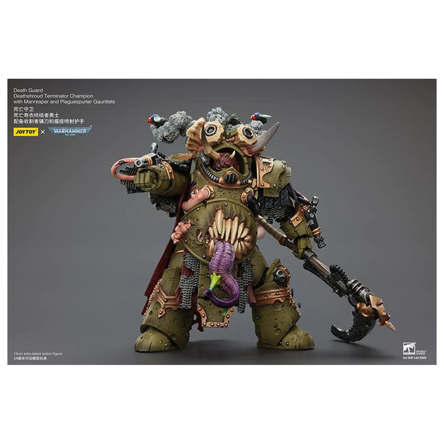 Warhammer 40k Action Figure 1/18 Death Guard Deathshroud Terminator Championwith Manreaper and Plaguespurter Gauntlets 14 cm  product photo