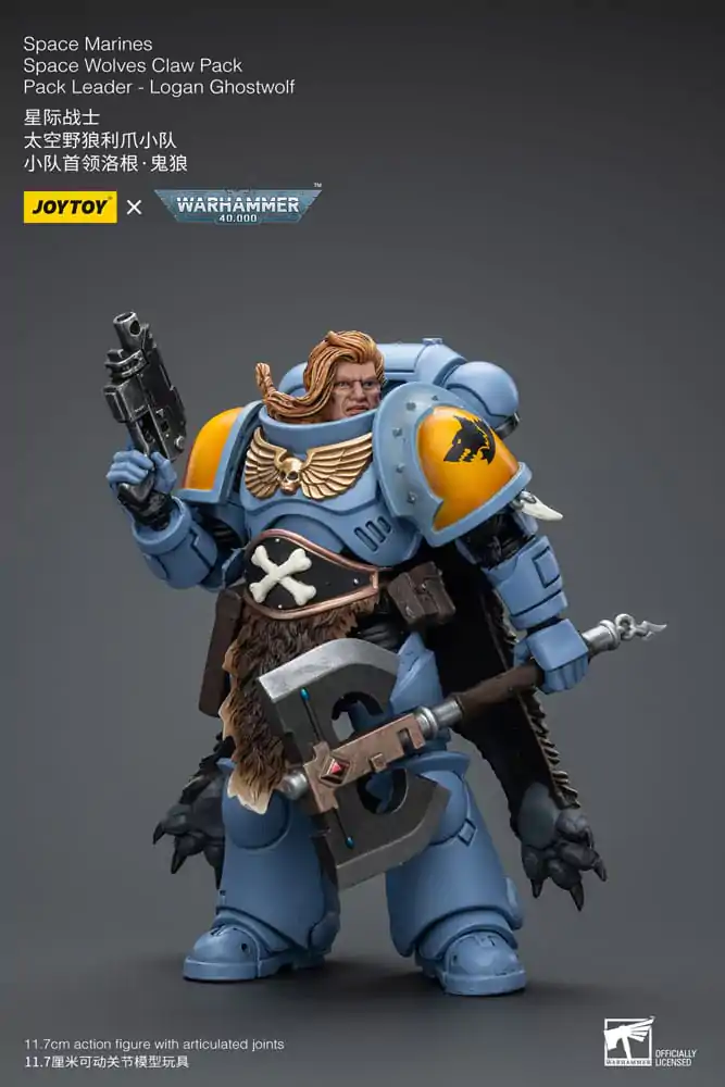Warhammer 40k Action Figure 1/18 Space Marines Space Wolves Claw Pack Pack Leader -Logan Ghostwolf 12 cm product photo