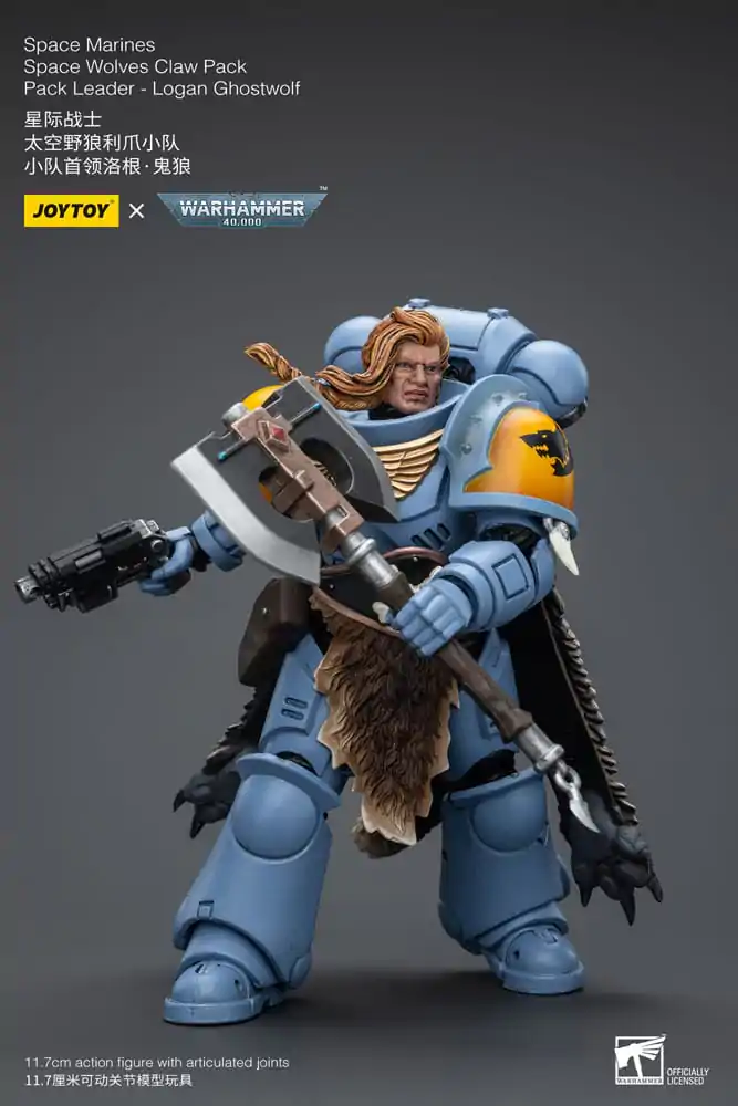 Warhammer 40k Action Figure 1/18 Space Marines Space Wolves Claw Pack Pack Leader -Logan Ghostwolf 12 cm product photo