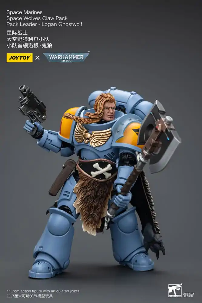 Warhammer 40k Action Figure 1/18 Space Marines Space Wolves Claw Pack Pack Leader -Logan Ghostwolf 12 cm product photo
