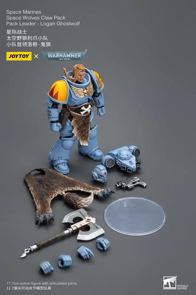 Warhammer 40k Action Figure 1/18 Space Marines Space Wolves Claw Pack Pack Leader -Logan Ghostwolf 12 cm product photo