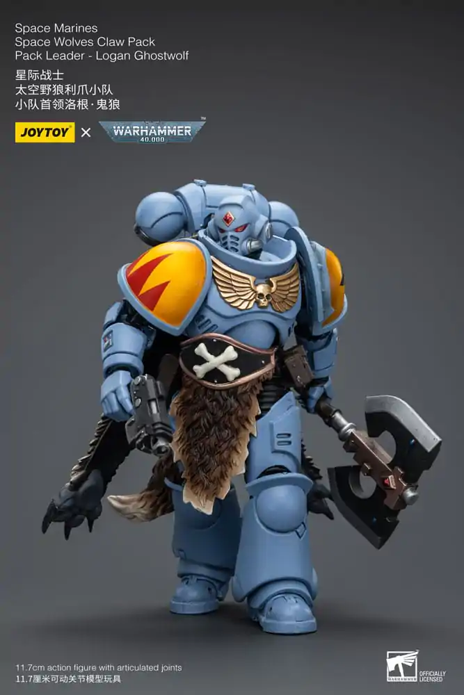 Warhammer 40k Action Figure 1/18 Space Marines Space Wolves Claw Pack Pack Leader -Logan Ghostwolf 12 cm product photo