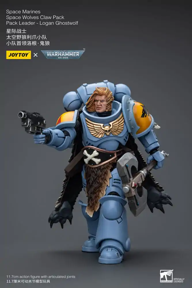 Warhammer 40k Action Figure 1/18 Space Marines Space Wolves Claw Pack Pack Leader -Logan Ghostwolf 12 cm product photo