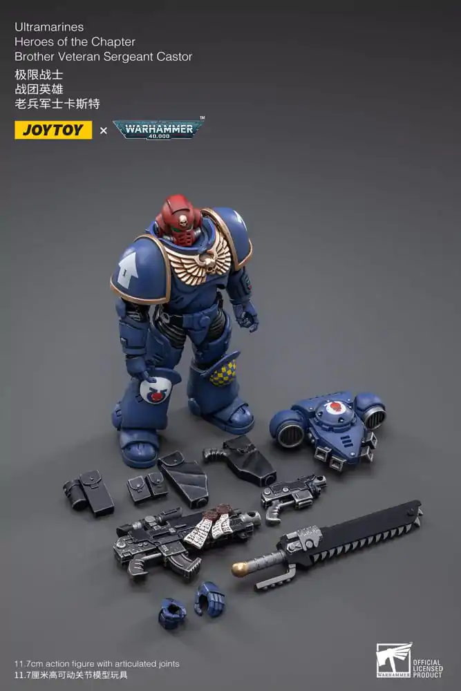 Warhammer 40k Action Figure 1/18 Ultramarines Heroes of the Chapter Brother Veteran Sergeant Castor 12 cm product photo