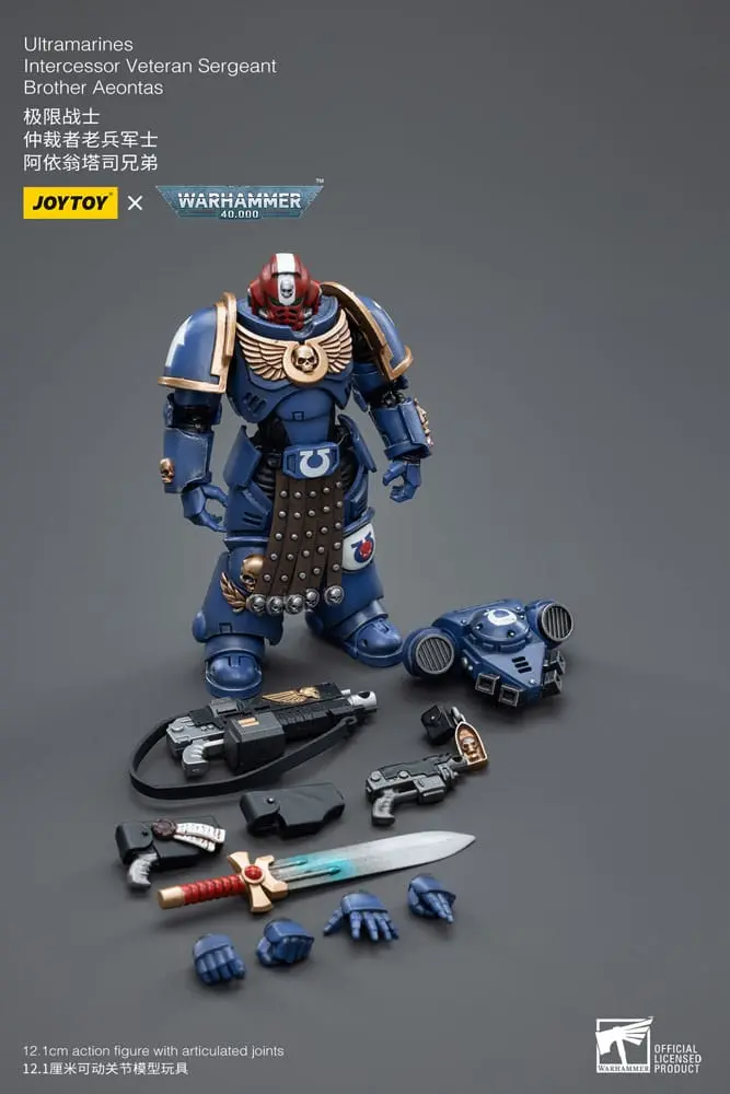 Warhammer 40k Action Figure 1/18 Ultramarines Intercessor Veteran Sergeant Brother Aeontas 12 cm product photo